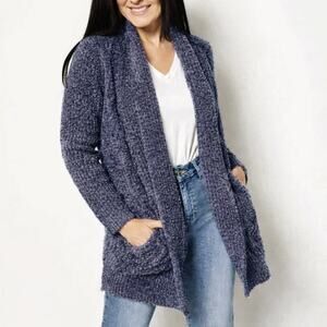 BAREFOOT DREAMS NWT Cozychic Cabin Cable Cardigan in Indigo/Deep Sea Blue Sz 1X